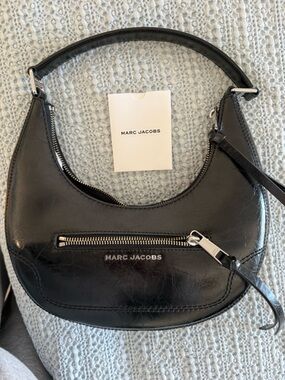 Marc Jacobs Black Crescent Hobo Bag with Silver Hardware